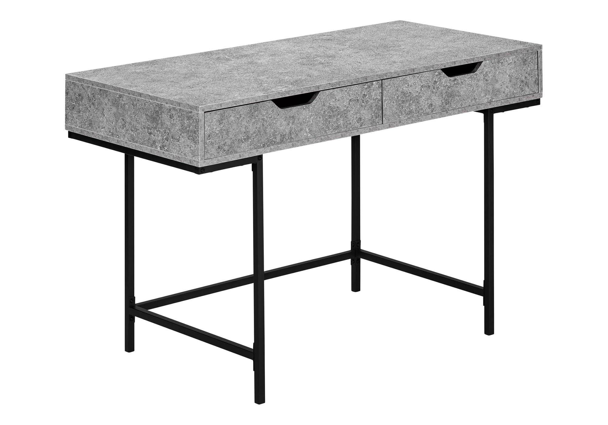Monarch Specialties Monarch Specialties I 7559 Computer Desk, Home Office, Laptop, Storage Drawers, 48" L, Work, Metal, Laminate, Grey, Black, Contemporary, Modern