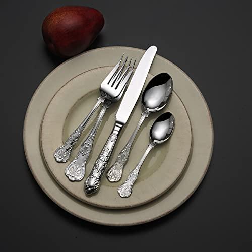 Wallace Wallace Queen 65-Piece 18/10 Stainless Steel Flatware Set, Silver, Service for 12 -