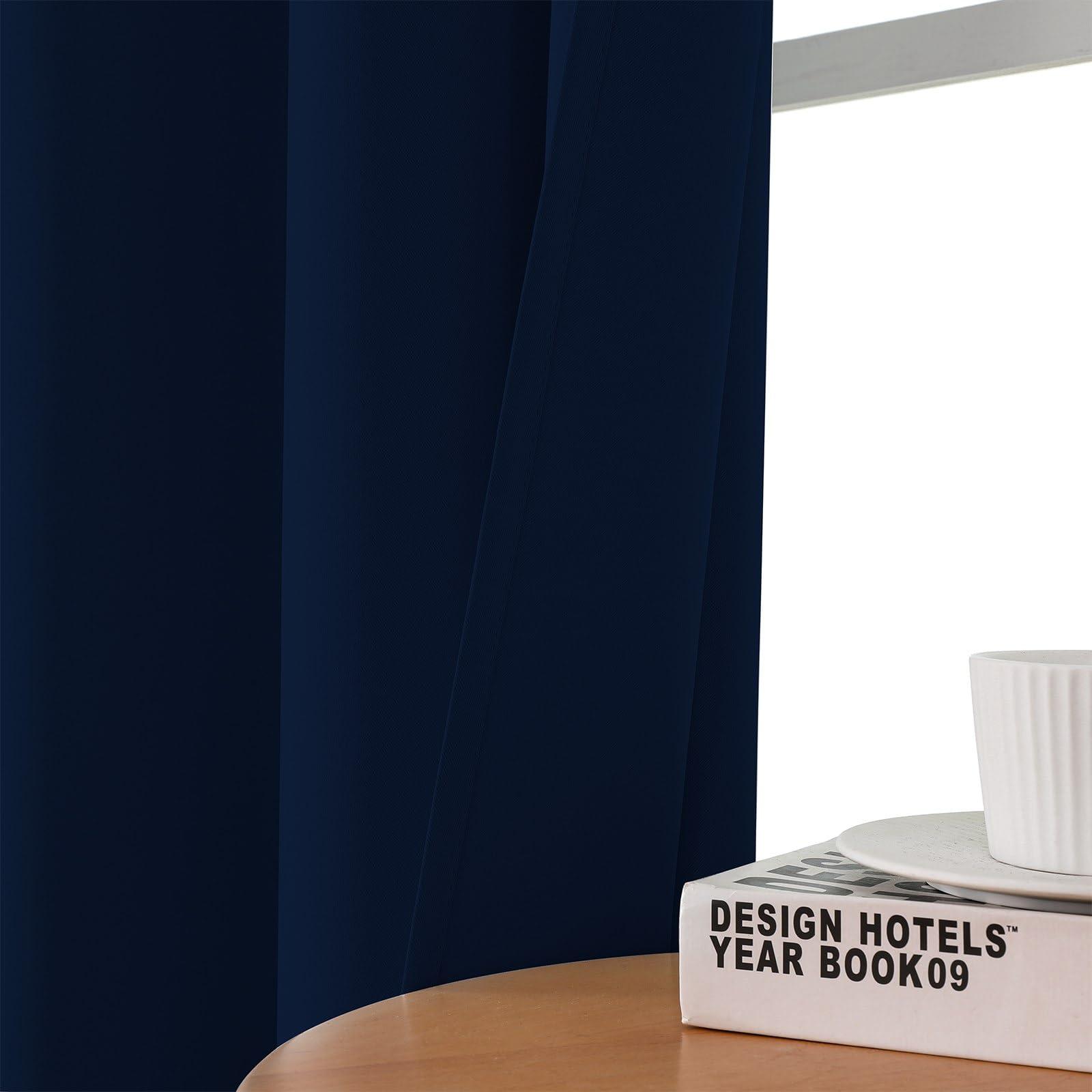 CUCRAF CUCRAF Navy Blue Blackout Curtains 108 inch Length 2 Panels Set, Room Darkening Drapes for Living Room Bedroom, Thermal Insulated Light Blocking Grommet Window Curtain (W52 x L108 Inch)