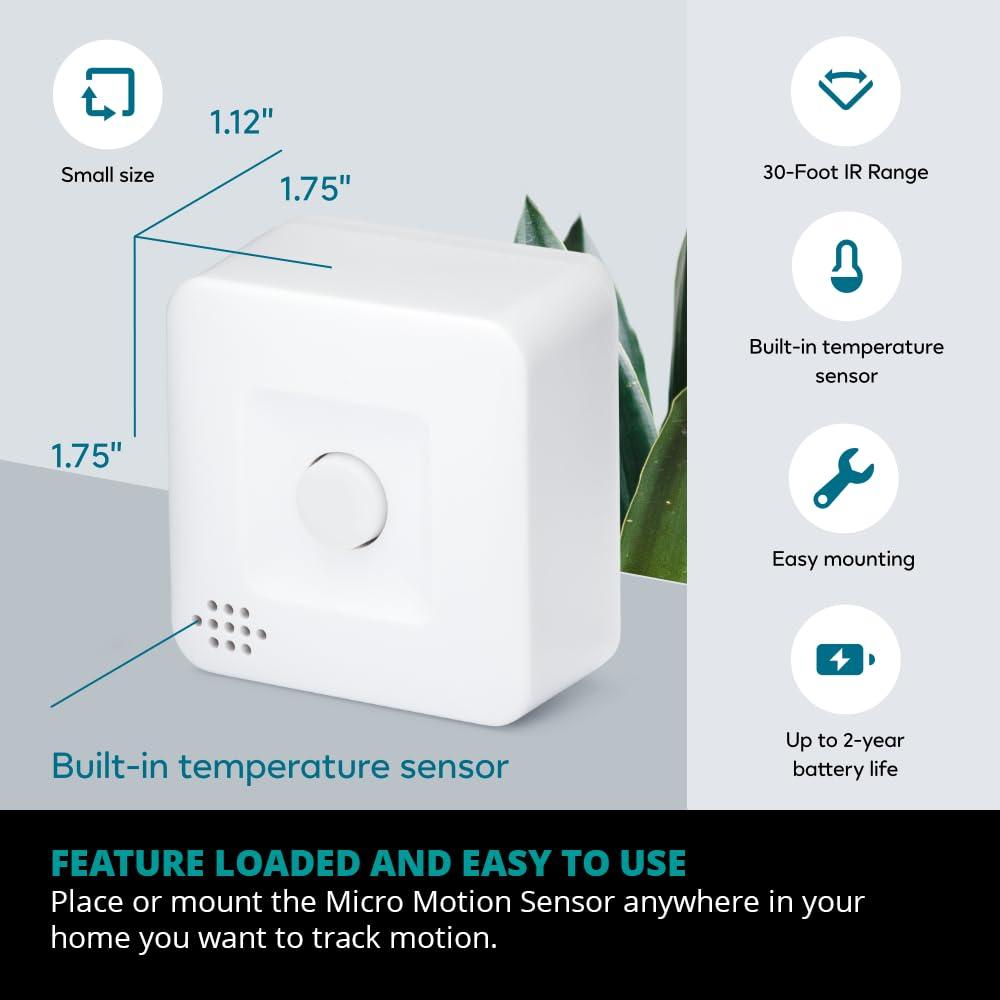 Centralite Centralite by Ezlo Micro Motion Sensor - Home Automation and Security - Lighting Scenes, Security Alarm, Alerts upon Motion Detection - Zigbee