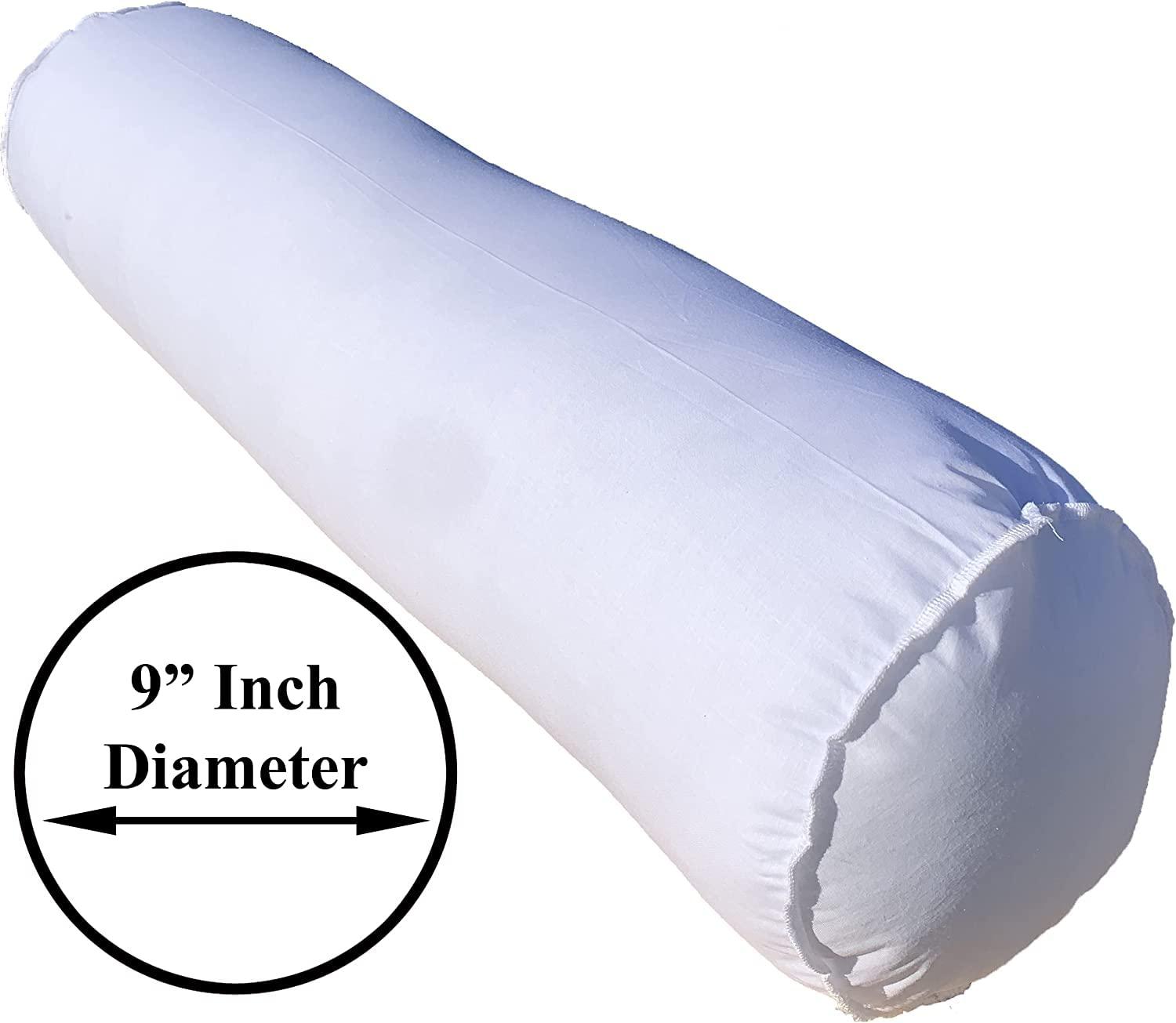 Pillowflex Pillowflex Bolster Pillow (9\"x44\") - Round Roll Pillow Bolster Insert, Plush Polyester-Filled Insert for Decorative Shams, Odorless, Lint and Dust-Free Polyester Filling, No Lumps - (White)