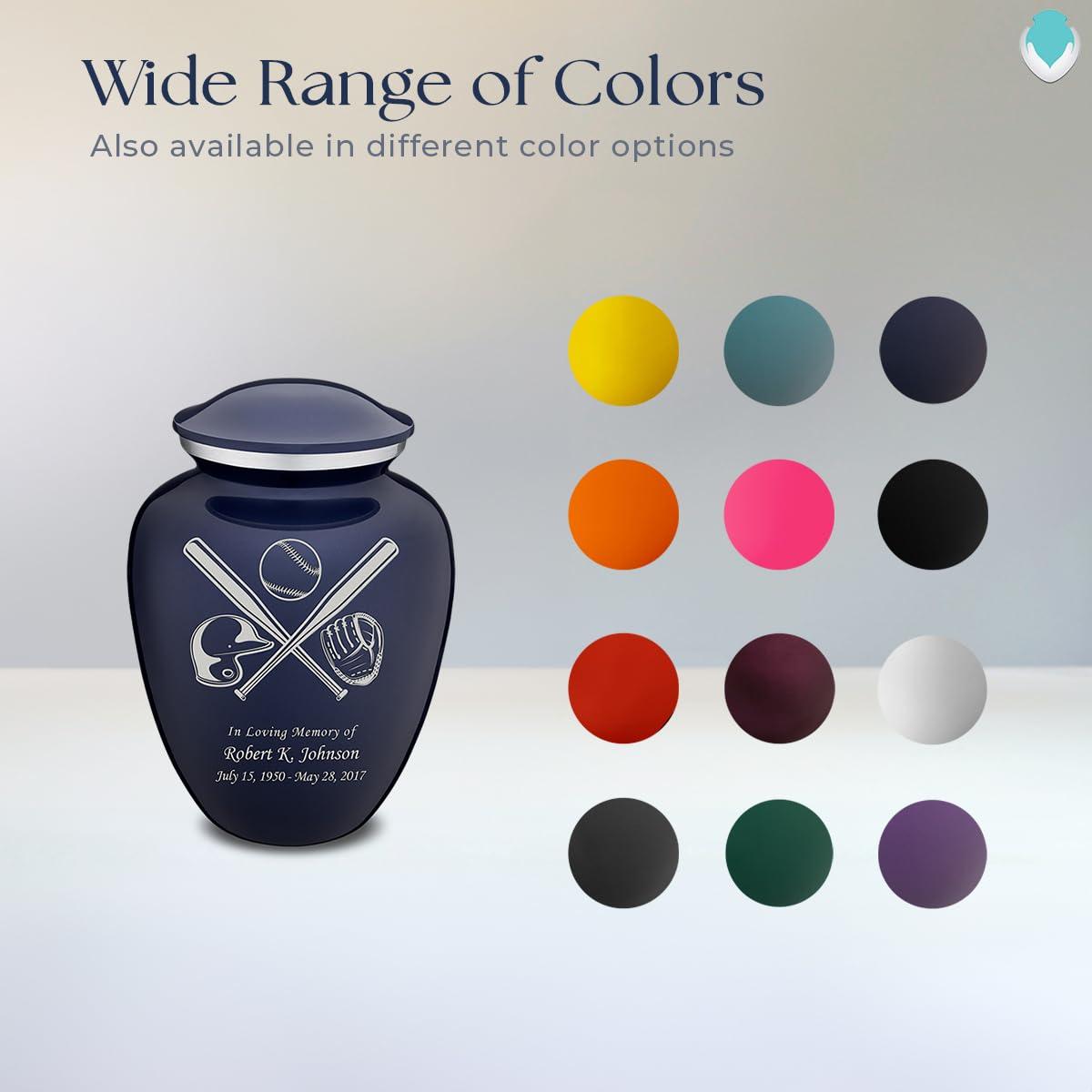 GetUrns Geturns Embrace Small Personalized Baseball Cremation Urns for Human Ashes I Cobalt Blue Funeral Urn for Men and Women with Double Side Engraving I 44 lbs