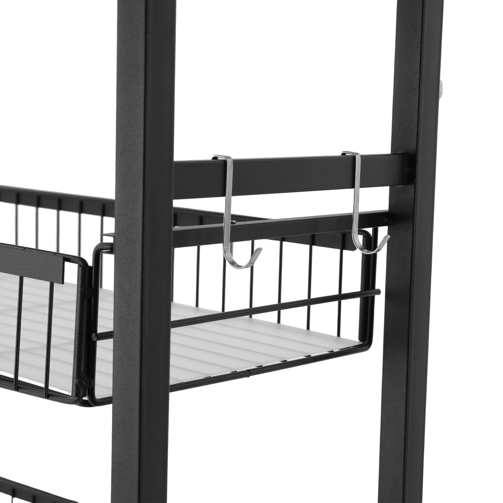 WXLTSGM WXLTSGM 3 Tier Washing Machine Shelf, Multifunctional Laundry Room Storage Shelf, Over Washer and Dryer Shelves Space Saving Organizer for Storing Paper Towels, Cleaning Supplies, Cosmetics (Black)