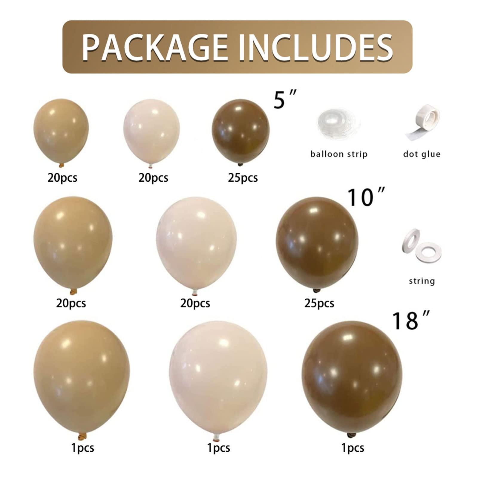 EASUTE Brown Balloons Garland Arch Kit Double-Stuffed Nude Balloons Tan Coffee Brown Blush Neutral Balloons Jungle Theme Woodland Baby Shower Birthday Party Decorations