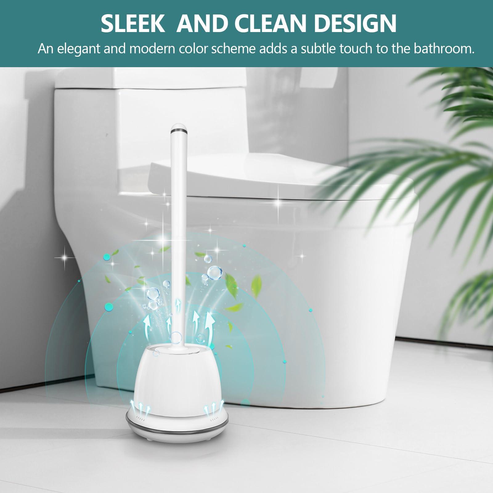 NairSnow Gold Toilet Brush Set Gray Toilet Brush and Holder Set, Toilet Bowl Cleaners with Solid Long Handle, Vented, drip-Proof. Easy to Assemble 2 Pack Elegant Toilet Scrubber Bathroom Accessories