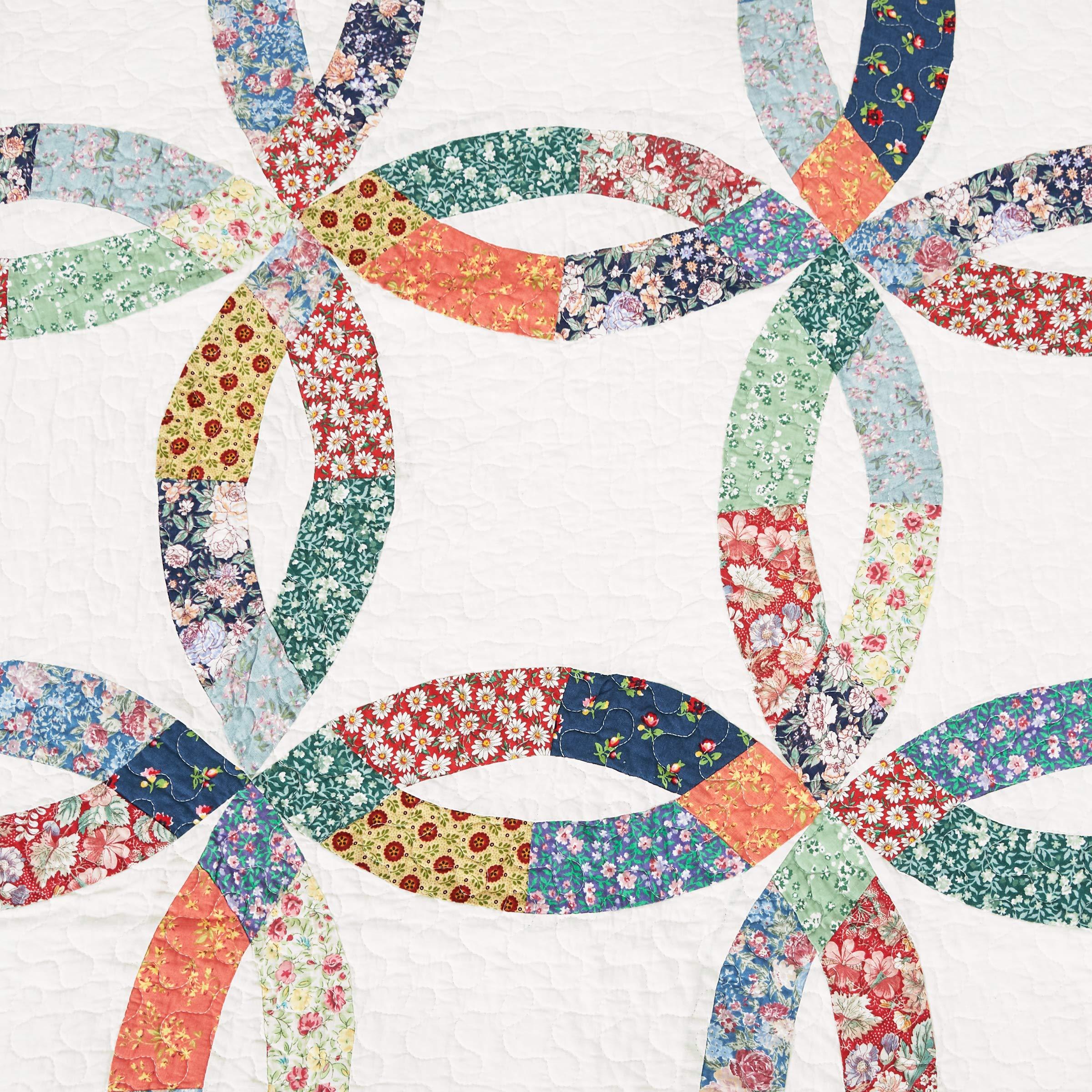 C&F Home C&F Home Heritage Double Wedding Ring Luxury Vintage Patchwork Twin Sham 2 Piece Machine Washable Quilt 100% Cotton Lightweight Reversible Bedspread Coverlet Set Twin 2 Piece Set White