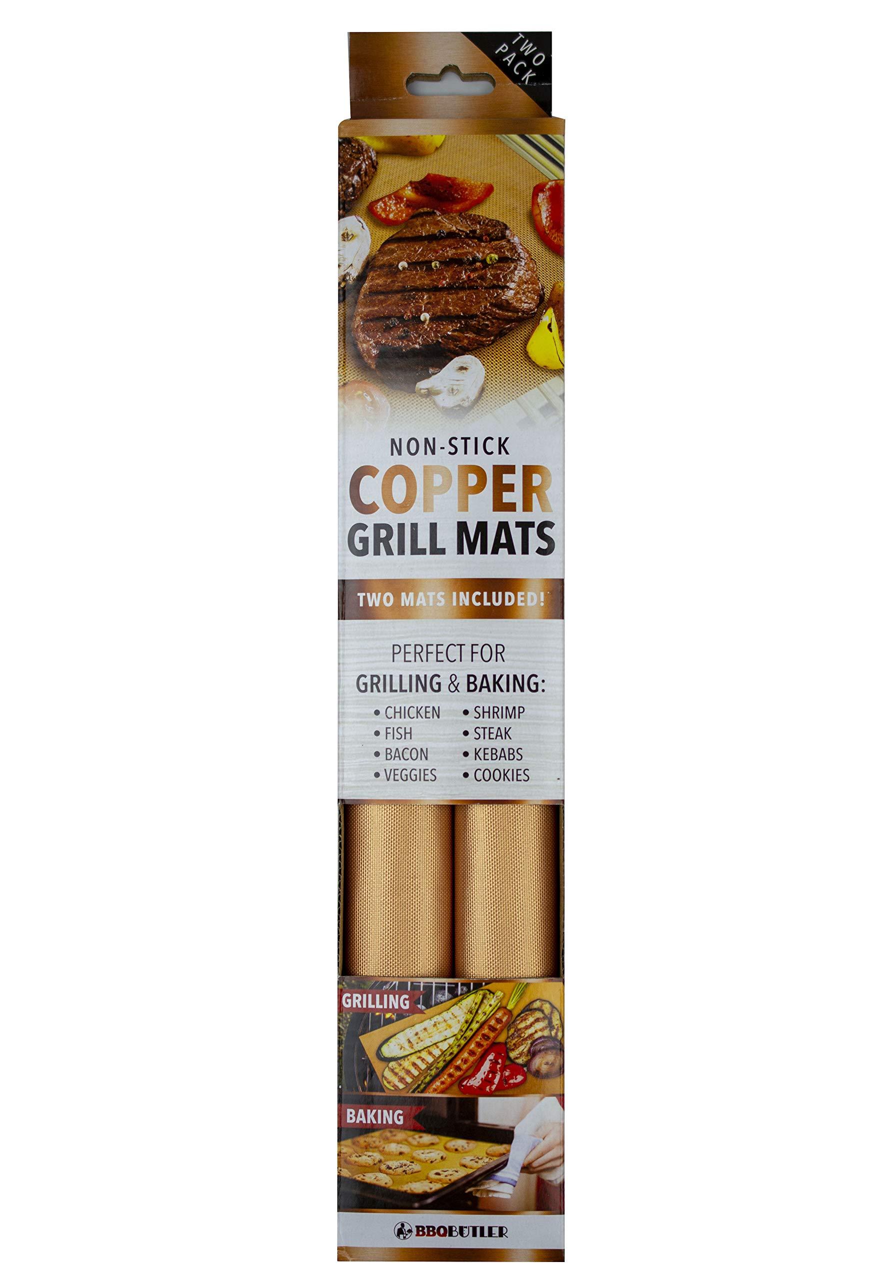 BBQ Butler BBQ Butler Copper Grill Mat - Non-Stick BBQ Grill Mat, Perfect For Roasting, Baking & Oven Sheets - Set of Two