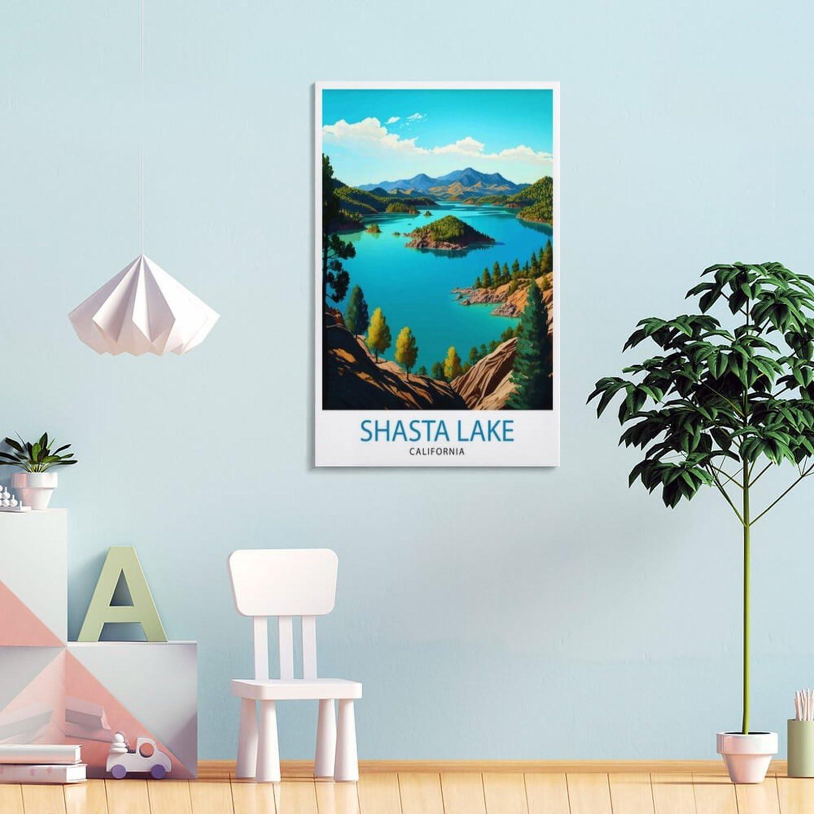 Generic Shasta Lake California (2) Travel Poster Canvas Wall Art Print Modern Home Room Decor Poster Picture 16x24inch(40x60cm)