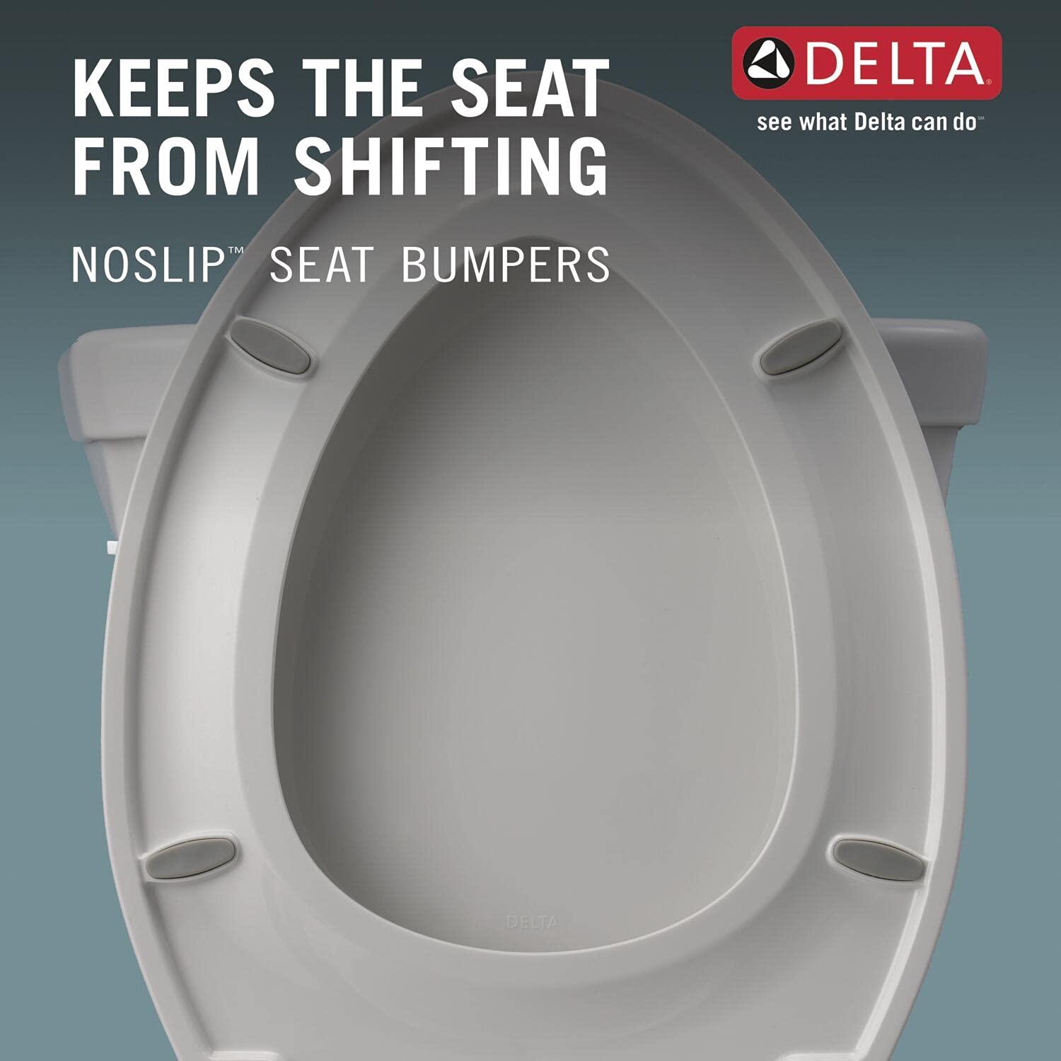 DELTA FAUCET Delta Faucet Morgan Round Front Slow-Close White Toilet Seat with Non-Slip Seat Bumpers, White 801903-WH