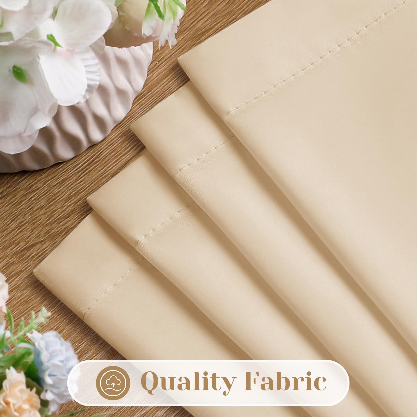 HOMEIDEAS HOMEIDEAS Non-See-Through Beige Privacy Sheer Curtains, 52 X 84 Inches Long 2 Panels Taupe Sheer Curtains Light Filtering Window Drapes for Bedroom Living Room