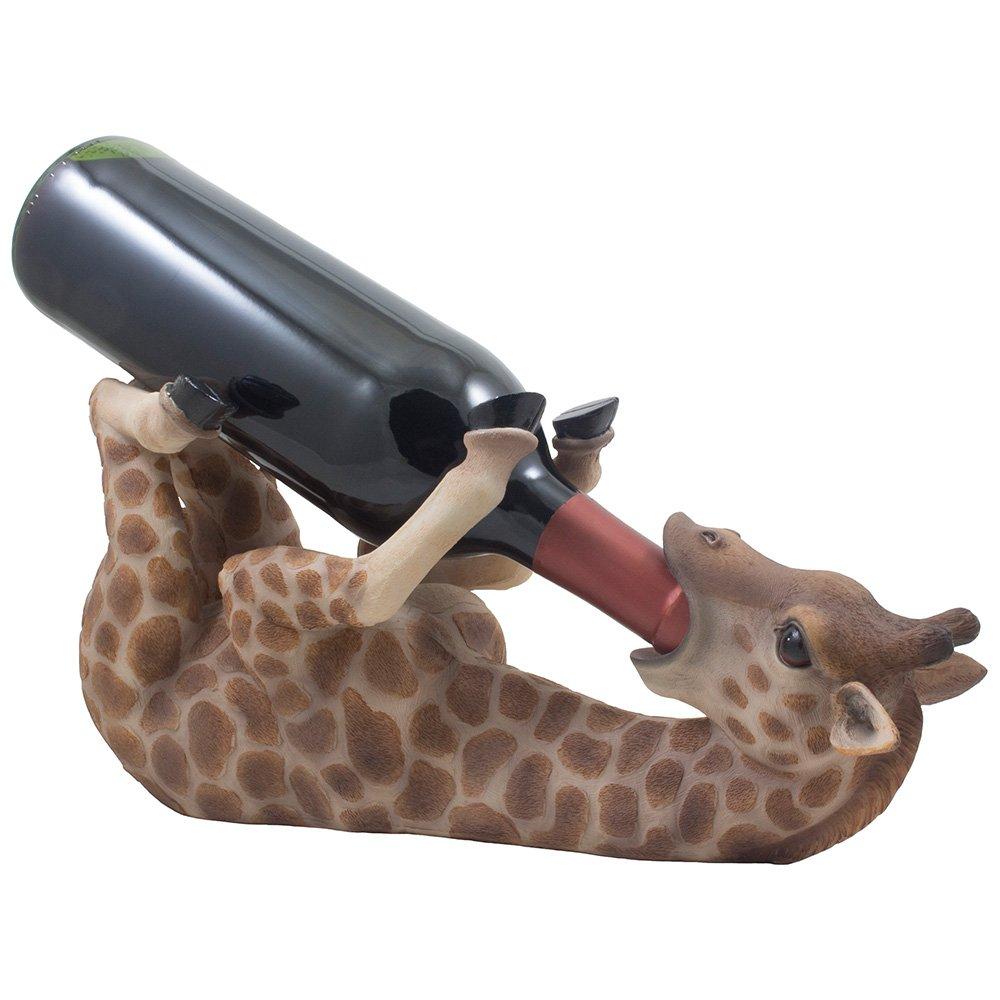 Home 'n Gifts Drinking Giraffe Wine Bottle Holder Statue in African Jungle Safari Sculptures and Figurines Decor & Wildlife Animal Wine Racks and Stands Gifts