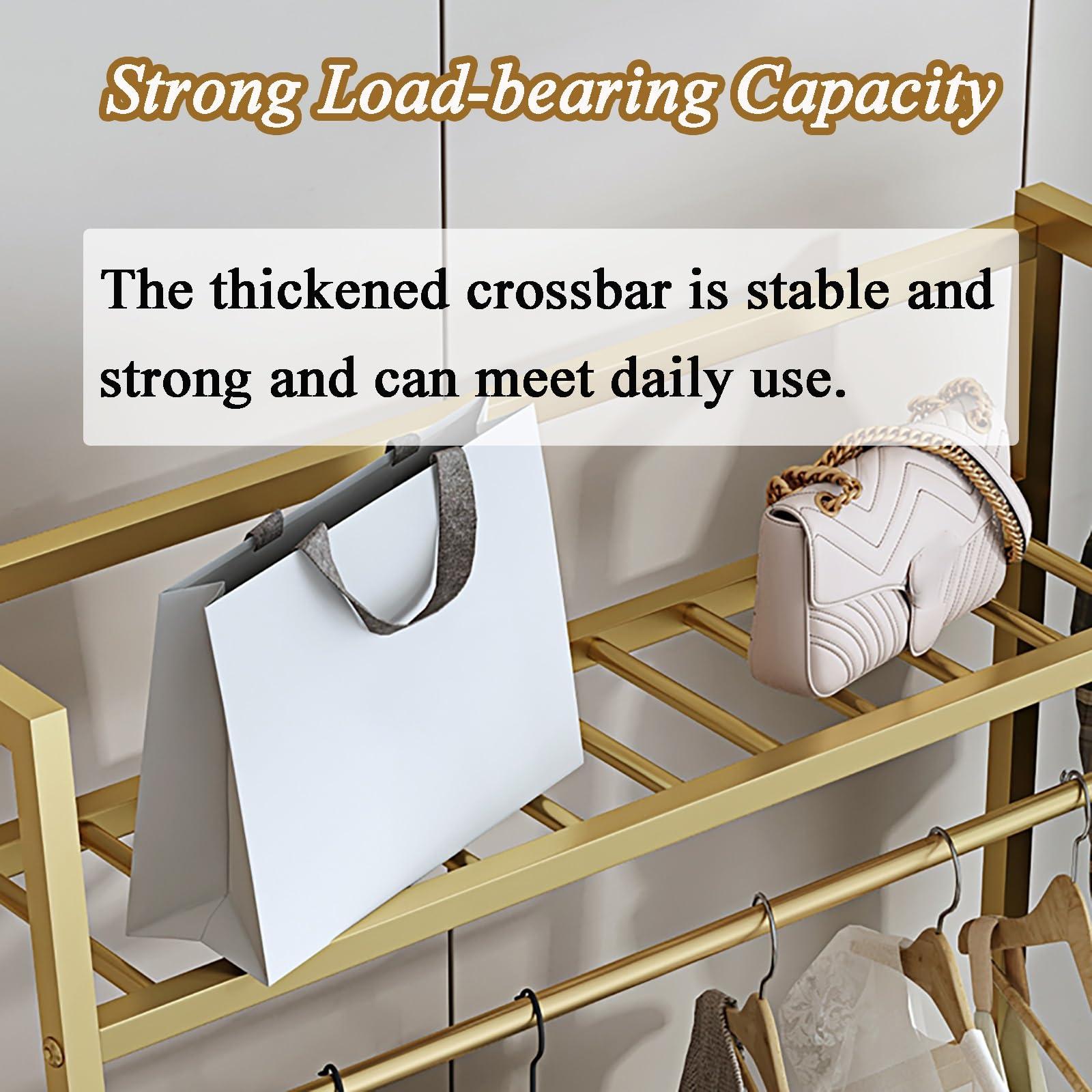 HomeLoft Basics Heavy Duty Clothes Rails for Bedroom, Costoffs Freestanding Coat Rack for Small Spaces, Coat Stand for Bedroom(Gold-Third Floor,150 * 38 * 170cm)