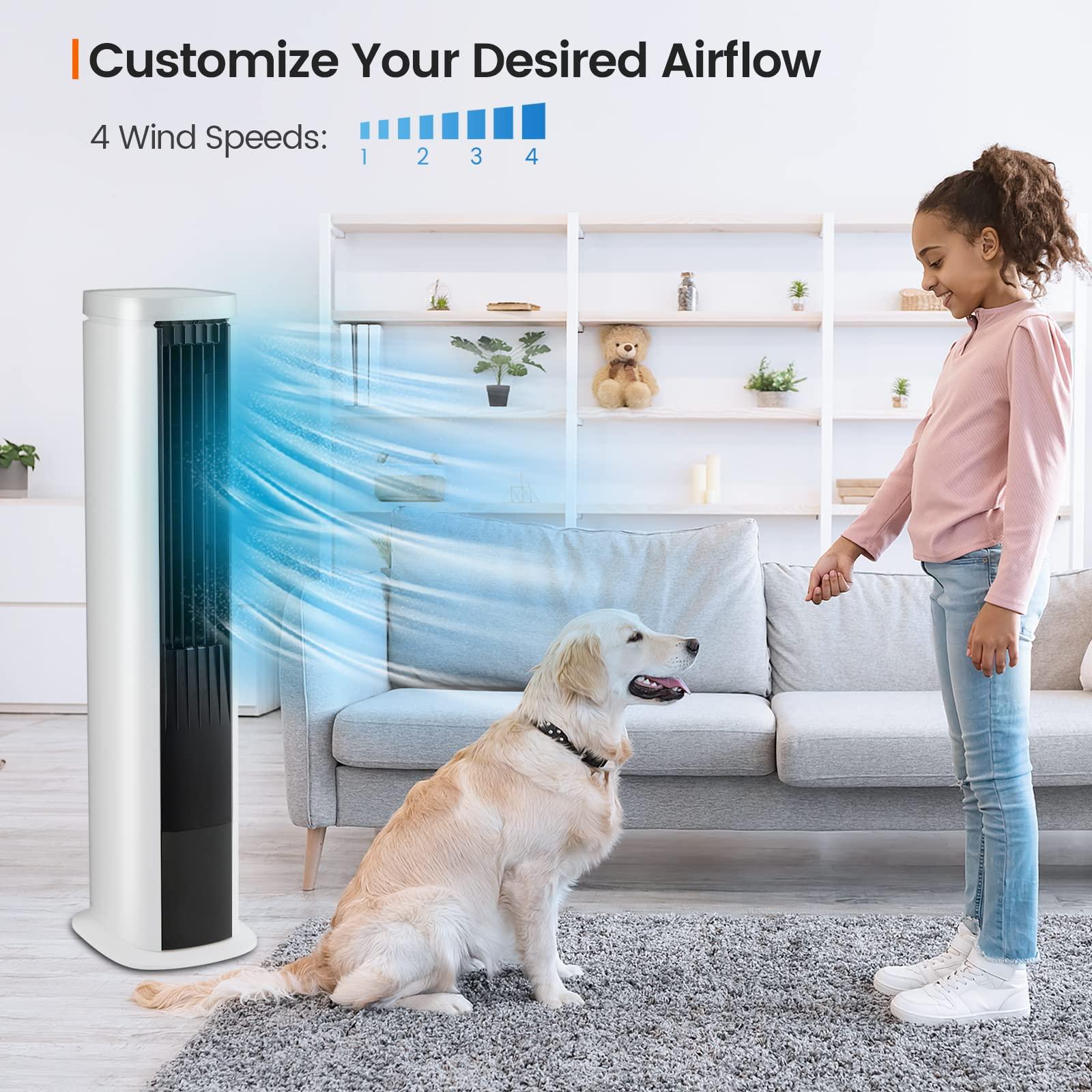 COSTWAY COSTWAY Portable Evaporative Air Cooler for Room, 40-Inch Bladeless Cooling Tower Cooler with Remote Control, 4 Ice Packs, 4 Speeds, 7H Timer, 60 Oscillation, Quiet Swamp Cooler Fan for Home Office
