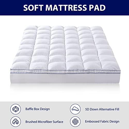 Hokway Hokway Twin XL Mattress Pad, Mattress Topper with 8-21\" Deep Pocket, 1000GSM Down Alternative Overfilled, Quilted Fitted Pillow Top Soft Cooling Mattress Protector