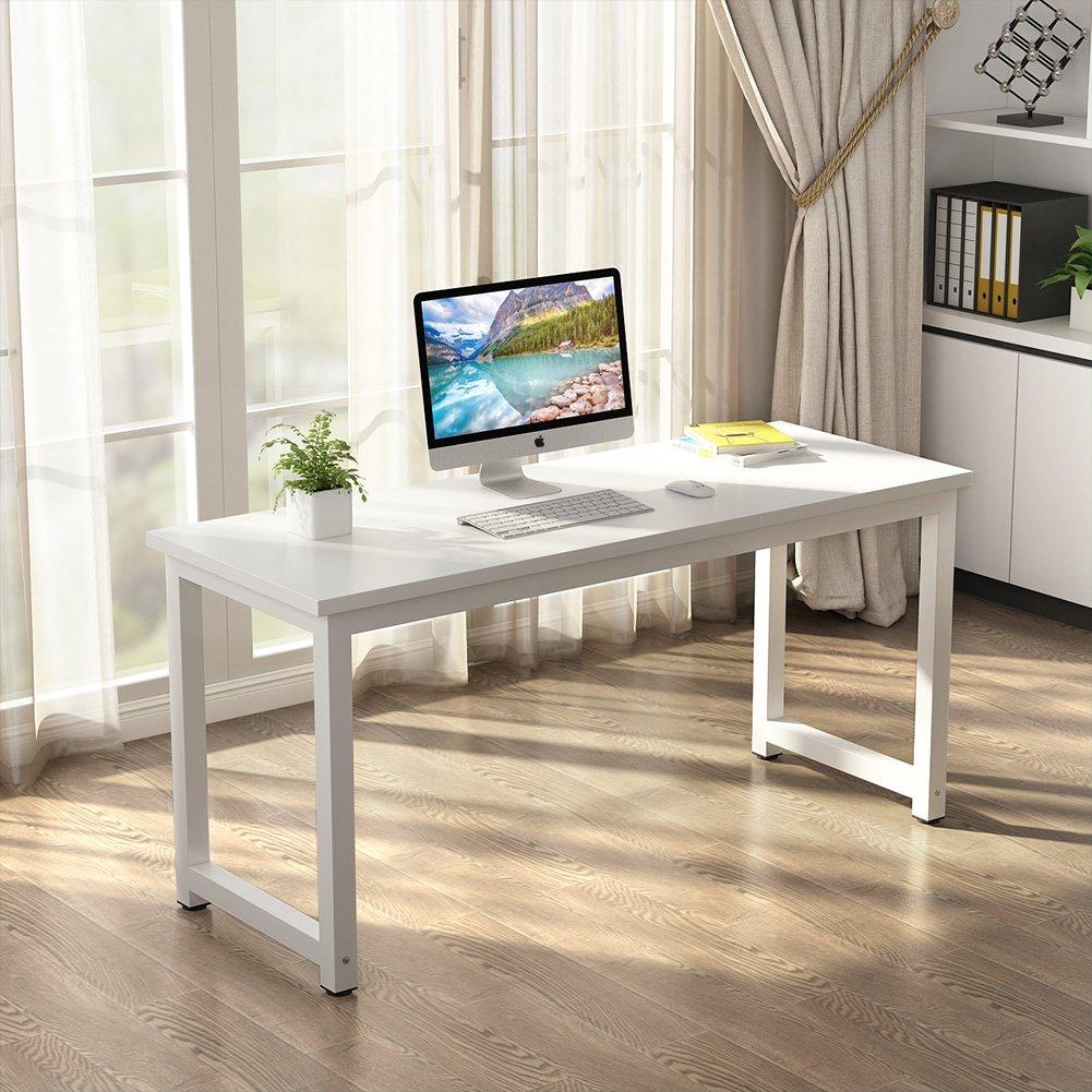Tribesigns Tribesigns Computer Desk, 55 inch Large Office Desk Computer Table Study Writing Desk for Home Office, White + White Leg