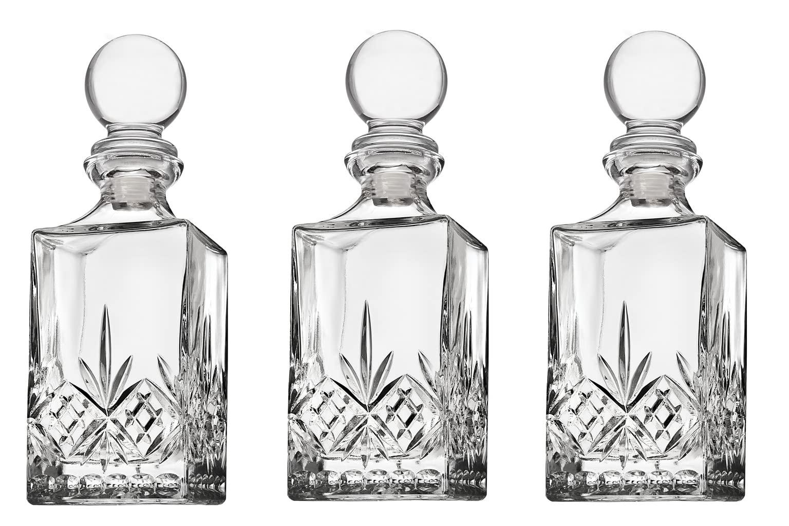 Godinger Godinger Mini Whiskey Decanter Barware Set - Dublin Crystal Collection for Liquor Whisky Vodka or Wine - 10oz, set of 3