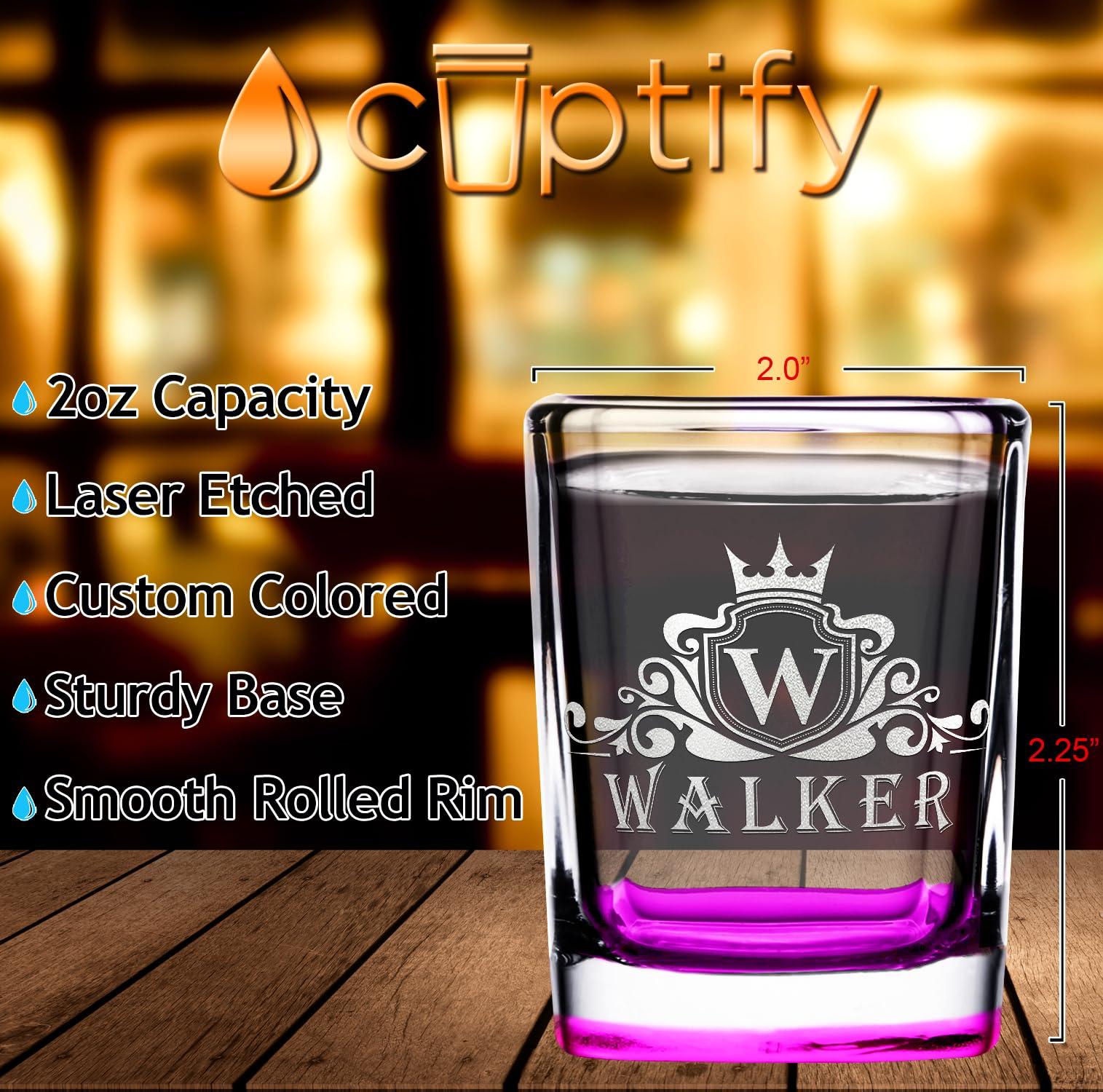 Cuptify Personalized Shot Glasses Set Custom Text Engraved 2oz Pink Bottom Party Decorations Customizable Message Glass for Men and Women