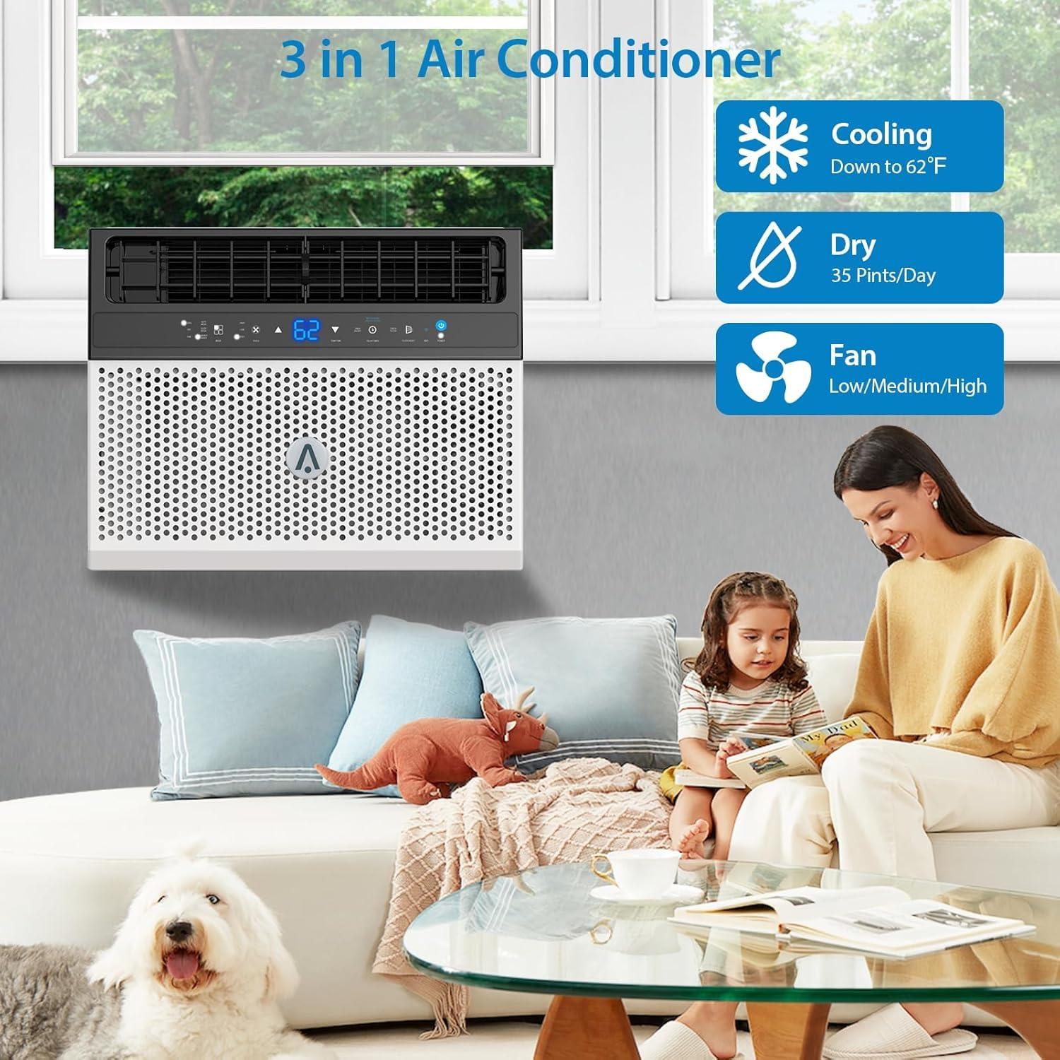 GarveeHome GarveeHome Window Air Conditioner - 6000 Btu, U-Shaped, Ultra Quiet, Wi-Fi Enabled, Energy Efficient, Remote Control, Cools Up to 269 Sq. Ft.,White