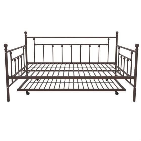 Fast Furnishings Fast Furnishings Full Size Bronze Metal Daybed with Twin Roll-Out Trundle Bed