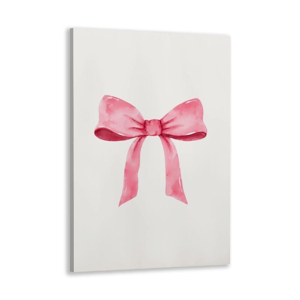 Generic Pink Poquette Bows Poster Coquette Room Decor Preppy Poster Pink Poquette Bows Canvas Print Beautiful Dorm Room Room Teenage Wall Art Bedroom Wall Decoration16x24inch Framed