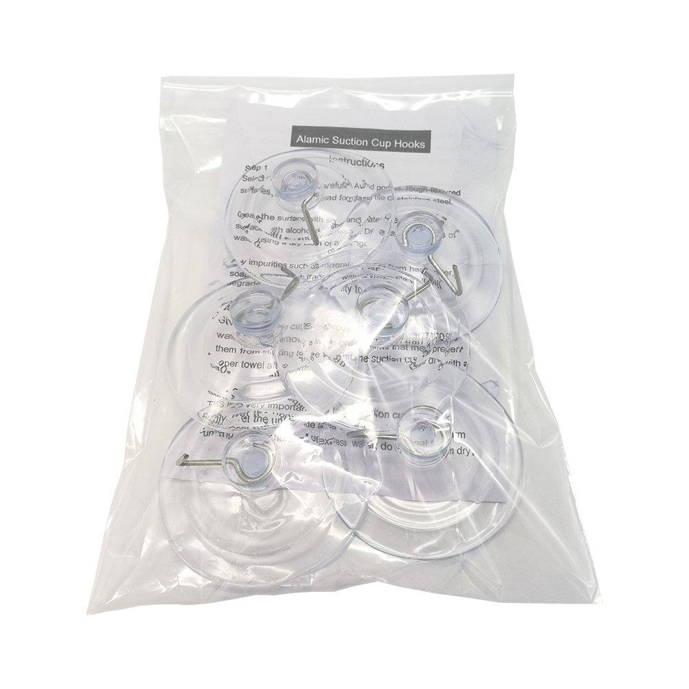 Alamic Alamic Suction Cup Hooks 2 1/2\" Ultra Strong Large Suction Cup Wall Hooks Hangers, All Purpose - (6 Pack)