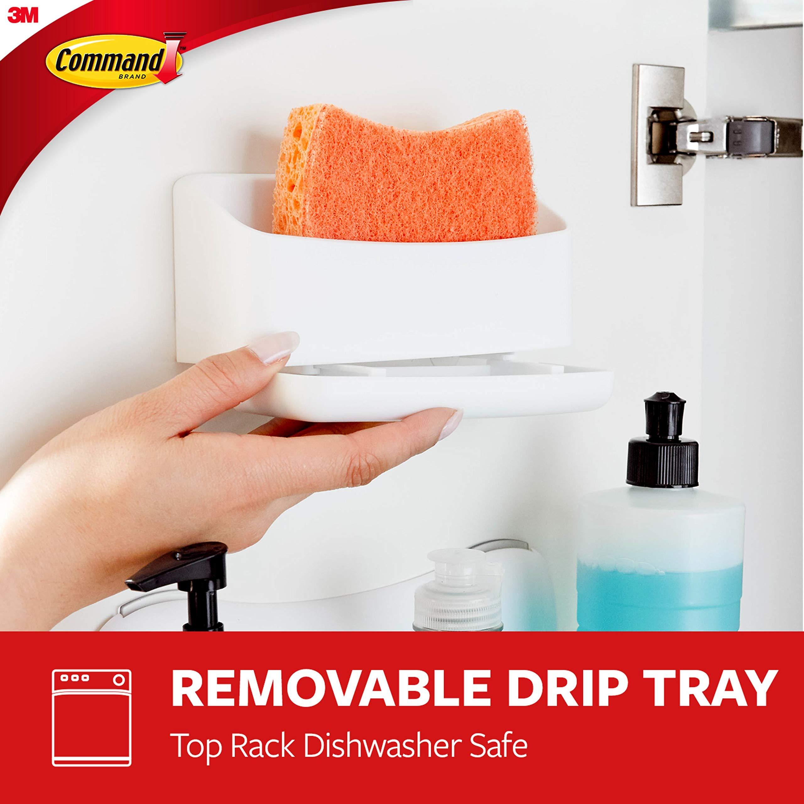 Command Command Under Sink Sponge Caddy, Total 2 Sponge Holders with 8 Command Strips, 2 Pack of 1 Caddy, Organize Damage-Free