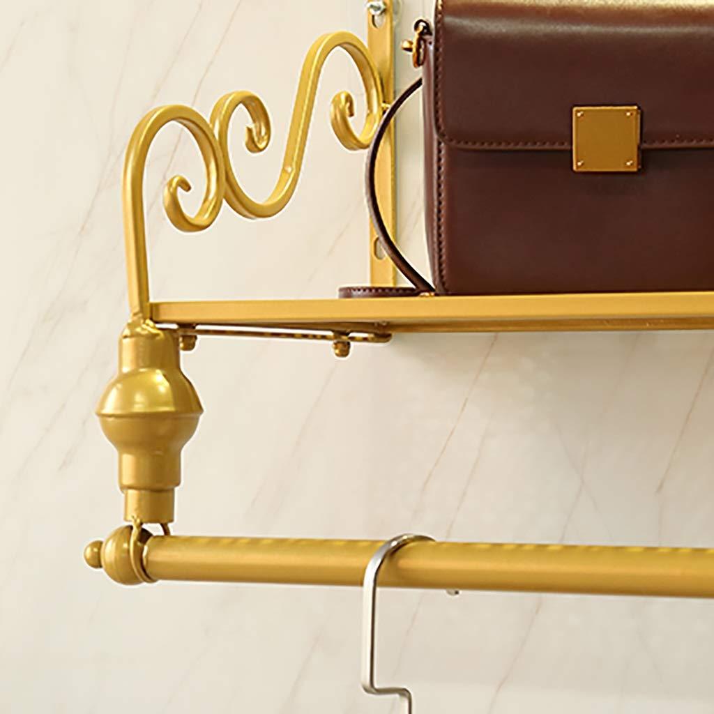 FKhanger Iron Clothes Floating Shelf Rod,Wall Garment Bar Coat Rack with Shelf,Hanger Storage for Clothing Display-60/80/100/120cm (Size : 602720.5cm)