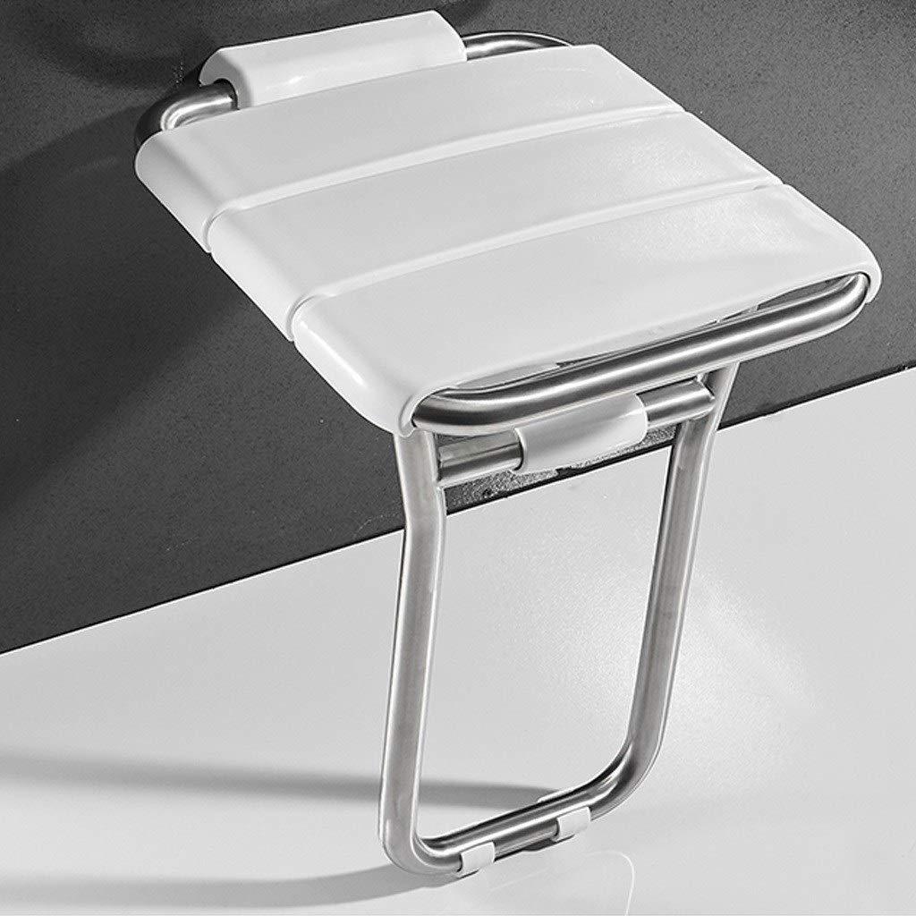 RTY-BY RTY-BY Foldable Wall Shower Stools and Chair Wall Mounted Folding Shower Seat Bath Bench Change Shoes Stool for Elderly/Disabled Anti-Slip, Stainless Steel Legs and Plastic Seat