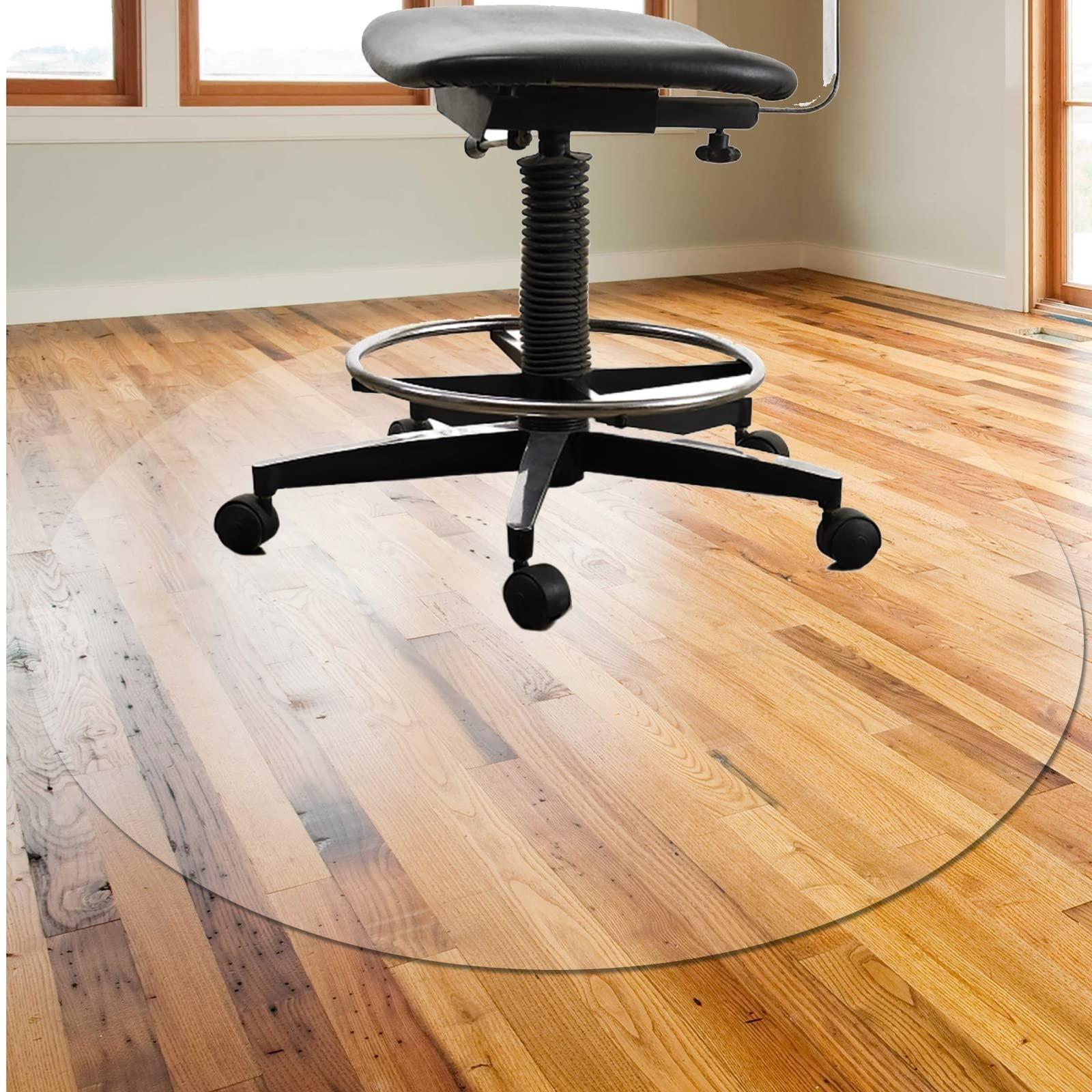 KIZMIQ Floor Protector PVC Transparent Crystal Soft Glass Circular Hard Flooring Protector - PVC Transparent Frosted Round Table Table Mat, 1.5 2 2.5 3 3.5 4 4.5 5 5.5 6 ft Waterproof Anti-hot Rug Runners (