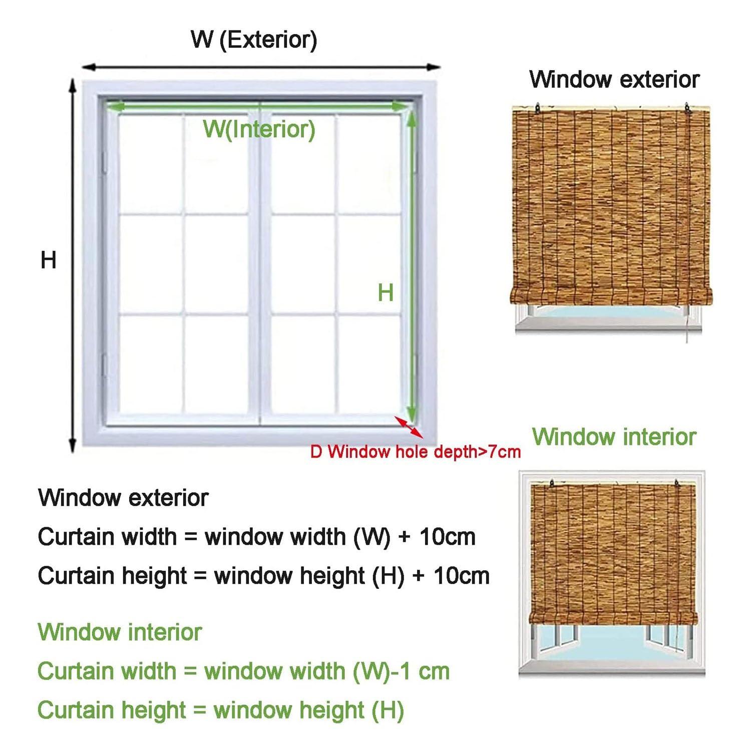 MObyat Bamboo Blinds for Outdoor Retro Bamboo Roller Shades Bamboo Roman Window Blind Sun Shade Blackout Roll Up Blinds for Window/Patio/Porch/Privacy Light Filtering Shades Cordless (Size : 64" L X 77" W