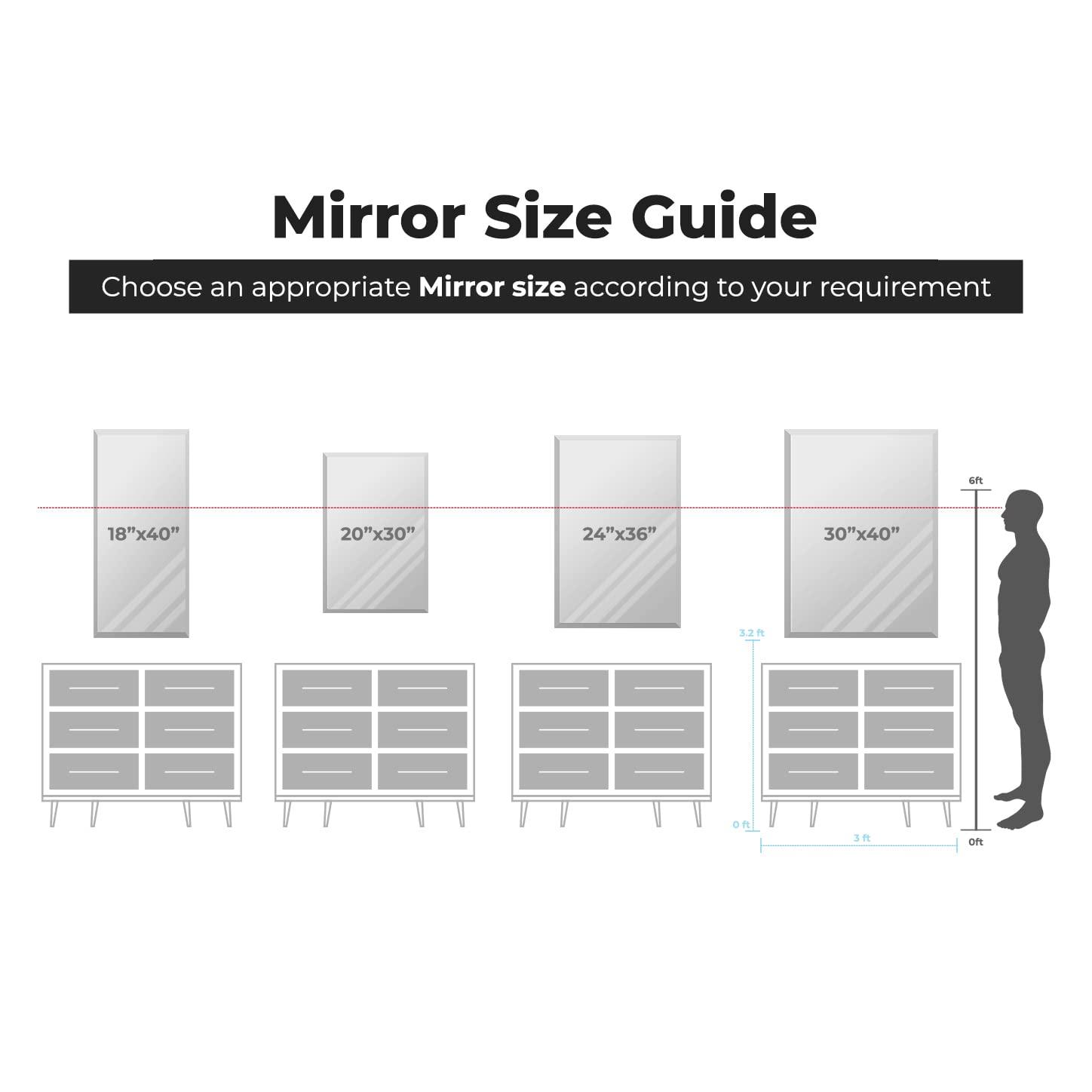 Fab Glass and Mirror Fab Glass and Mirror 1" Bevel Edge Frameless Wall-Mounted Mirrors for Bedroom, Bathroom, Living Room, Vanity, Entryways, 24" x 36", Clear