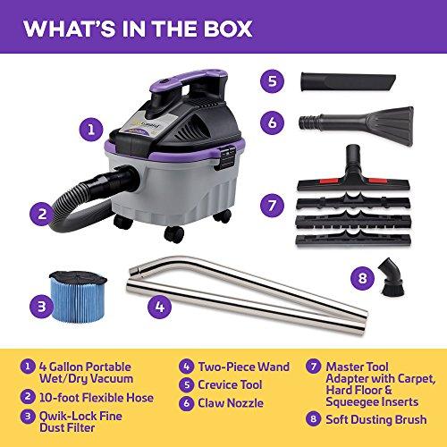 ProTeam ProTeam Wet Dry Vacuums, ProGuard 4 Portable, 4-Gallon Wet Dry Vacuum Cleaner with Tool Kit