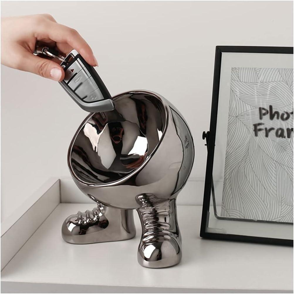 KarFri Key Tray Decorative Tray Coffee Table Decor Cabinet Ornaments Creative Living Room Key Bowl Jewelry Display Trays Key Phone Change Watches Candy Entryway Tray (Size : Silver a)