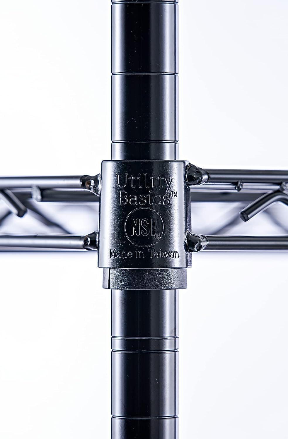 Utility Basics Utility Basics 60"x24"x72" Black 5-Tier Premium Metal Wire Shelving NSF 4000 LBS MAX Capacity Heavy Duty Steel Storage Rack for Warehouse, Garage, Hospital, Commercial Space & School w/Premium Wheels