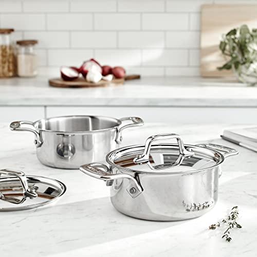 All-Clad All-Clad Specialty Stainless Steel Ramekin with Lid 2 Piece Oven Broiler Safe 600F Pots and Pans, Cookware Silver