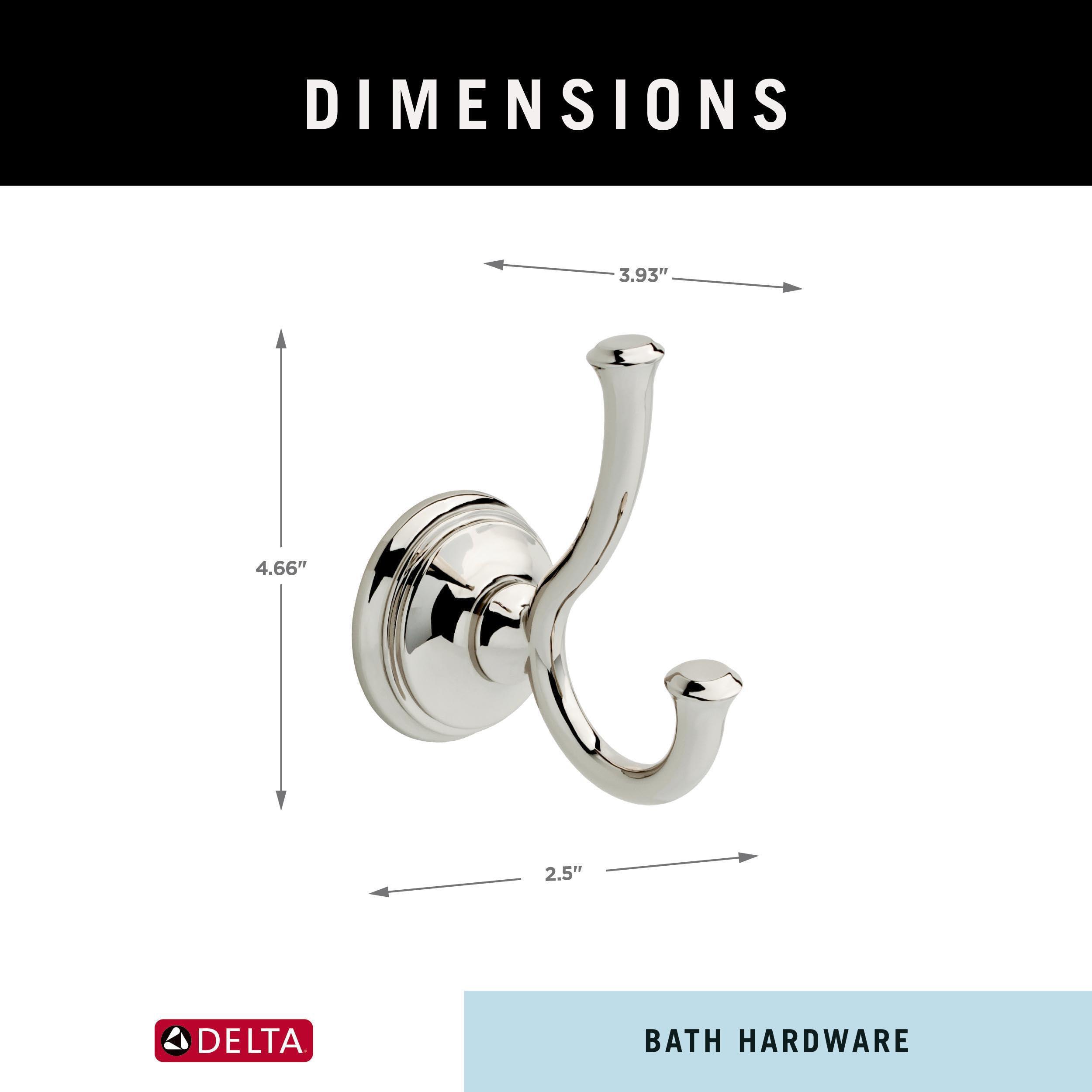 DELTA DELTA Cassidy, Robe Hook Polished Nickel Towel Holder, Bathroom Accessories, 79735-PN 3.88 x 2.50 x 3.88, 4.6 x 3.9 x 2.5 inches