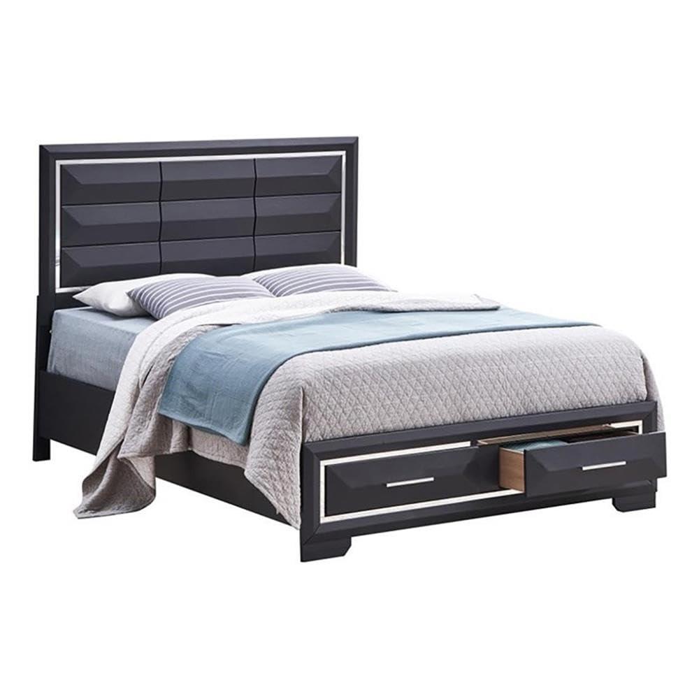 Glory Furniture Glory Furniture Liverpool Contemporary Wood Veneer King Storage Bed in Black