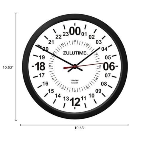 Trintec Trintec 24 Hour Military TIME SWL Zulu TIME White 24HR White Wall Clock 10\"
