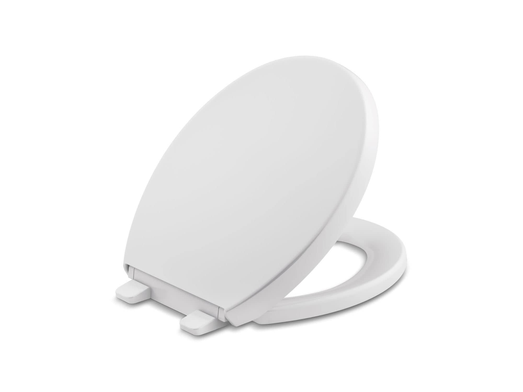 Kohler KOHLER K-4009-0 Reveal Round Toilet Seat, with Grip-Tight Bumpers, Quiet-Close Seat, Quick-Release Hinges, Quick-Attach Hardware, No Slam Toilet Seat, White