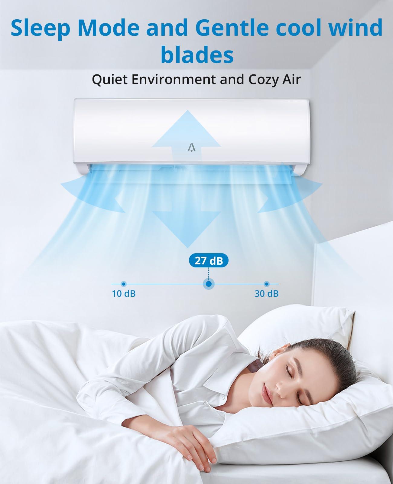 Litake Litake 18,000 BTU Split Air Conditioner, Split AC/Heating System 19 SEER Split-System Air Conditioner Inverter, Cooling up to 1250 Sq.Ft, Wall Mount Ductless Mini Split A/C, Full Installation Kit