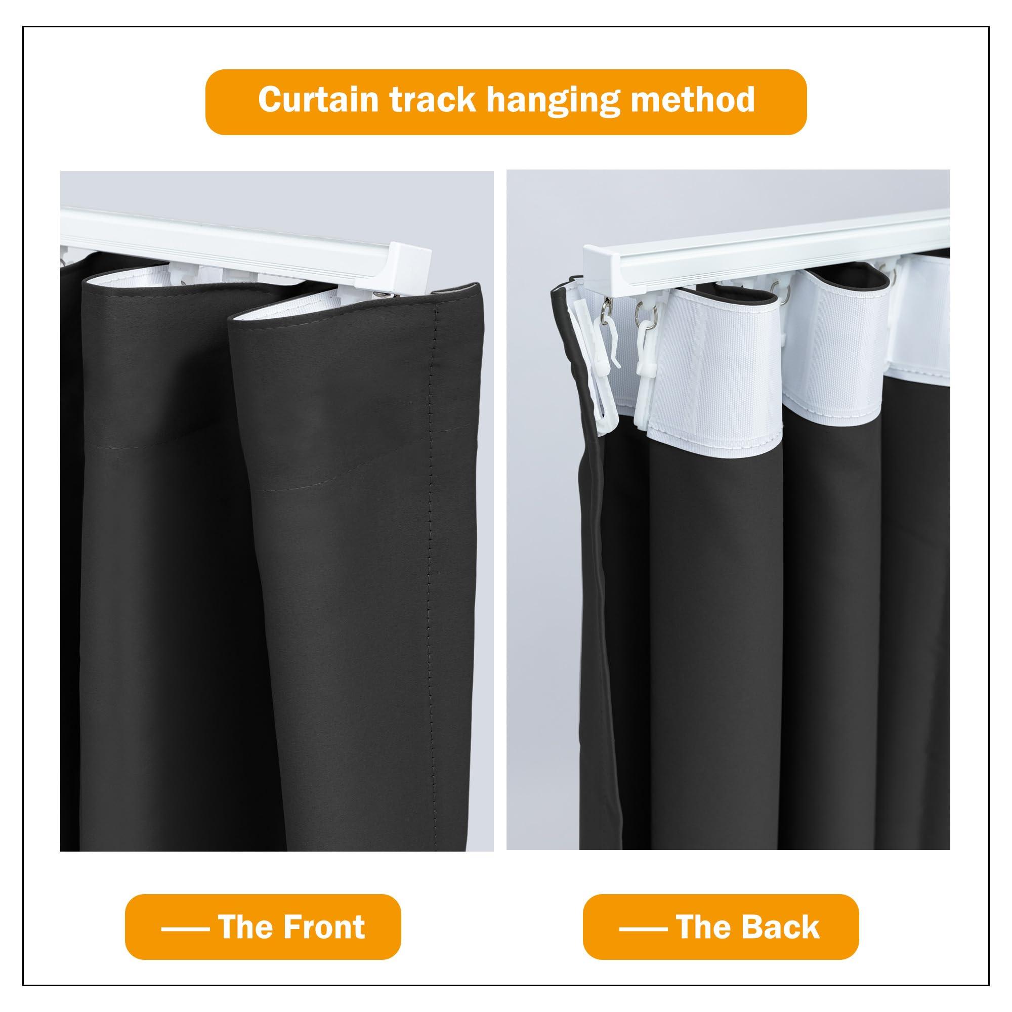 hoeflife Hoeflife Room Divider Curtains, Blackout Ceiling Track Curtains with Hook Sound Proof Floor Curtains Perfect for Ceiling Mount Curtain Tracks Wall Divider for Room Separation(Black, W150 x H96)