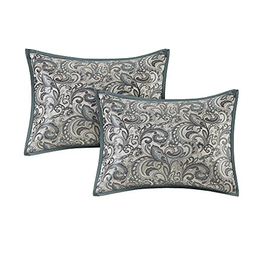 Madison Park Essentials Madison Park Essentials Brystol 24 Piece Room in a Bag Faux Silk Comforter Jacquard Paisley Design Matching Curtains - Down Alternative Hypoallergenic All Season Bedding-Set, Cal King, Teal 24 Piece