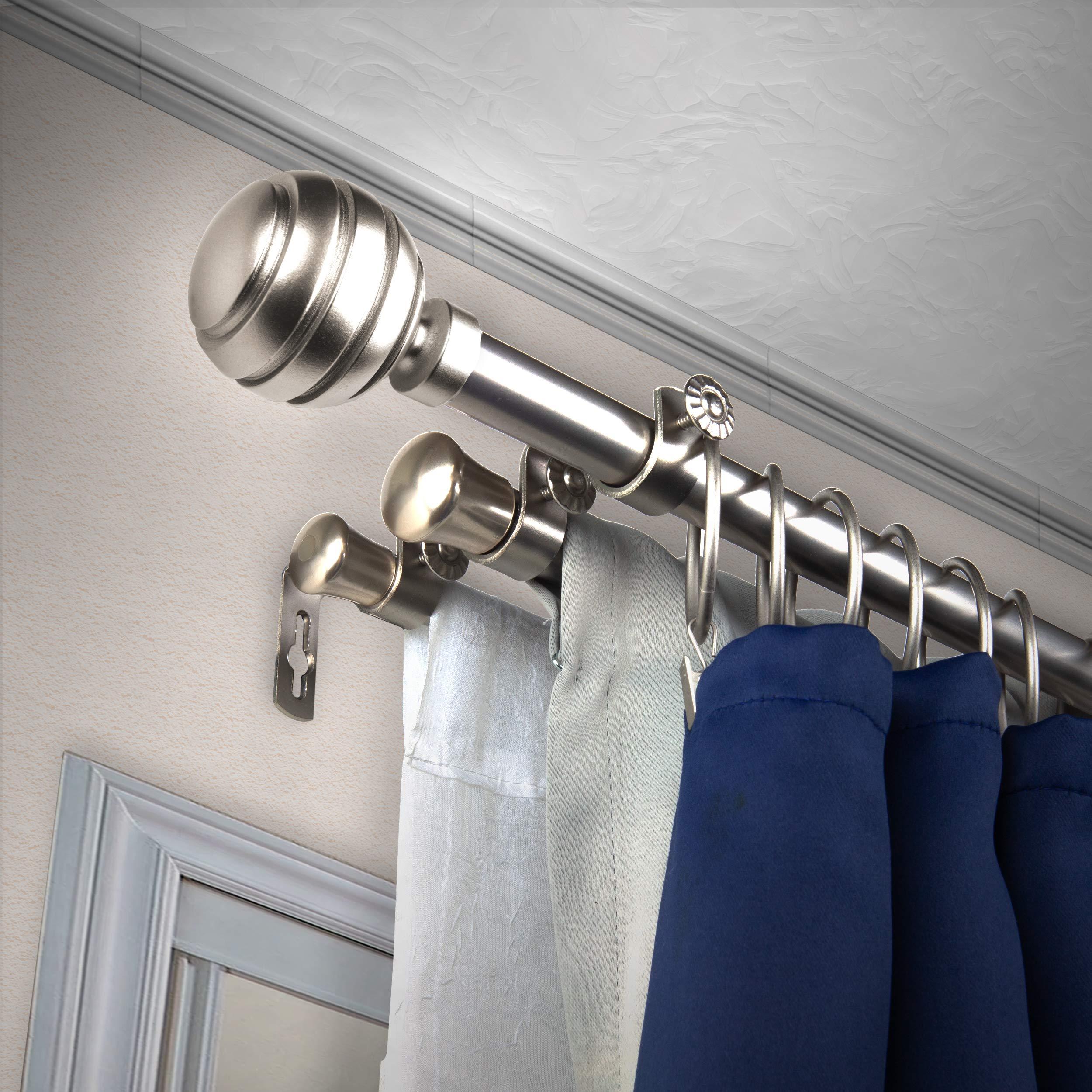 Rod Desyne Rod Desyne Dina 13/16" Triple Curtain Rod, 28-48 inch, Satin Nickel