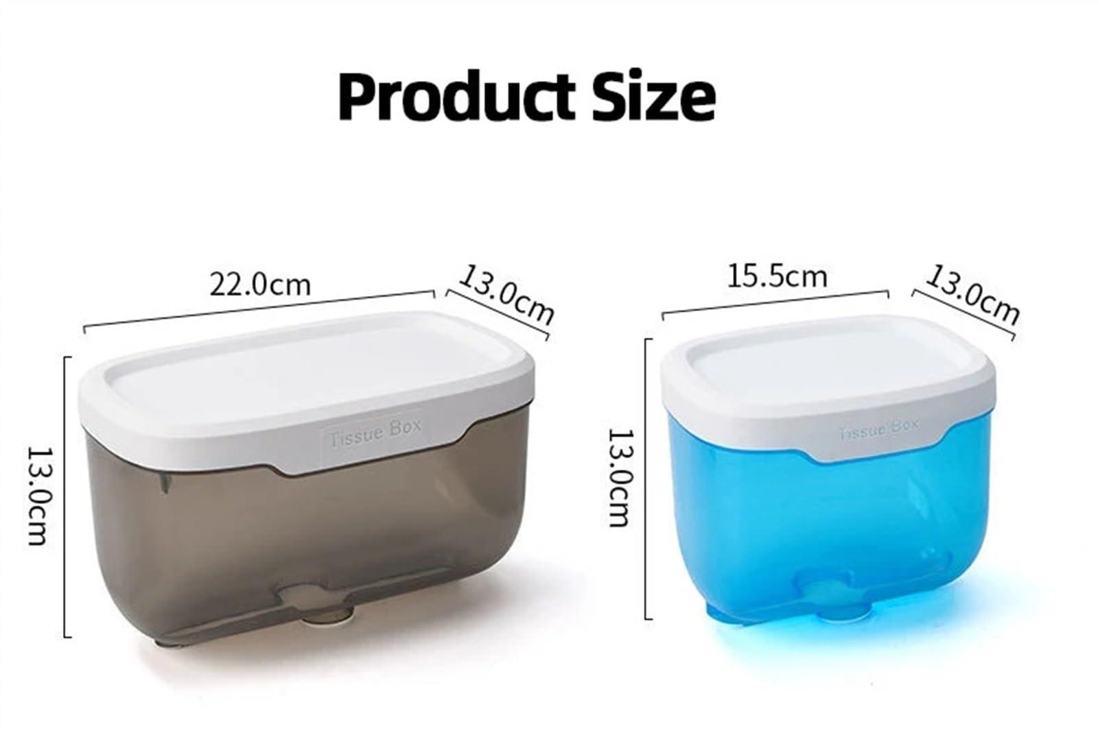 yinxx240708 Tissue Box Holder Wall Mount Tissue Holder Box for Bathroom Toilet Paper Holder Storage Rack Punch-Free Storage Box Kitchen Supplies Tissue Box(Blue,Large)