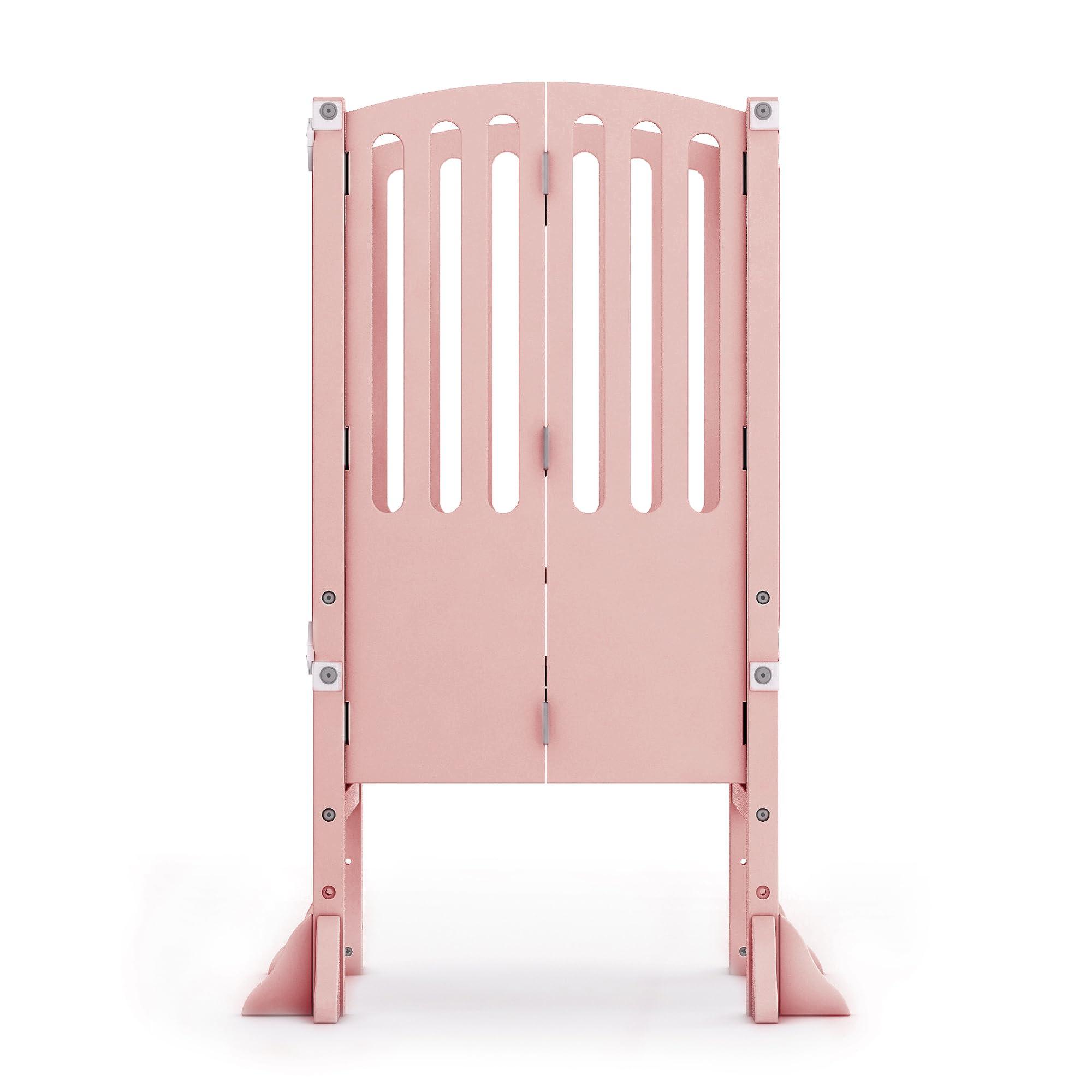 Guidecraft Guidecraft Contemporary Kitchen Helper Toddler Tower - Limited Edition Pink. Original Folding Montessori Learning Step Stool with Safety Nets