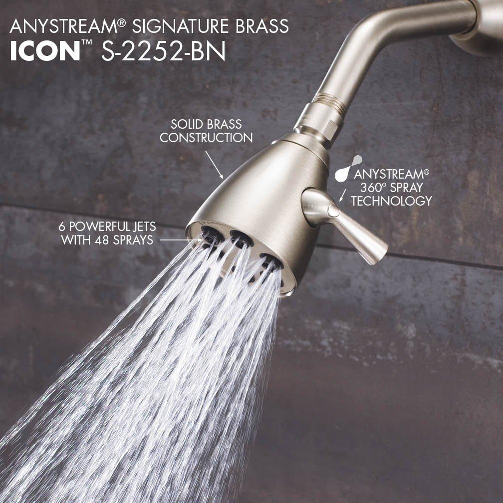Speakman Speakman S-2252-BN Signature Brass Icon Anystream High Pressure Adjustable Shower Head, Brushed Nickel