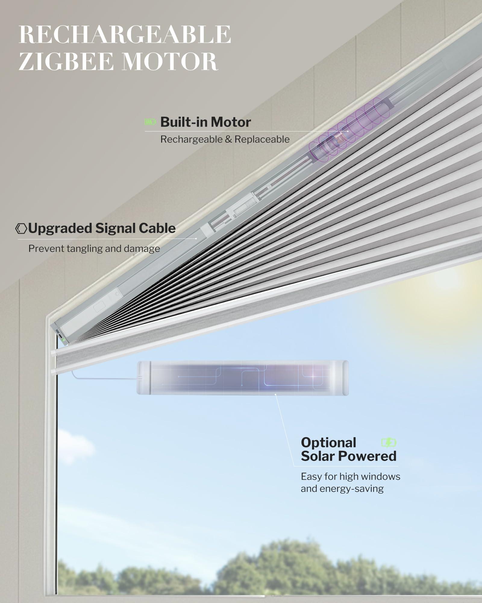 Graywind Graywind Smart Angled Blinds Compatible with Alexa Google Motorized Right Trapezoid Shades Solar Powered Customized for Odd-Shaped Window (Dimout Melange Coffee)