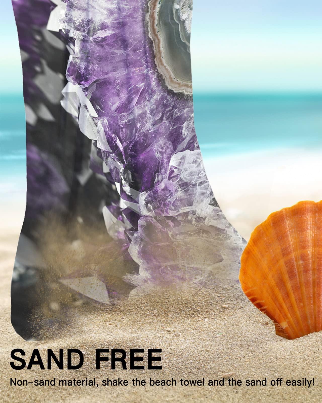 BABE MAPS BABE MAPS Beach Towel for Kids Adults, Natural Amethyst Geode Agate Pattern Extra Large Towels Blanket Picnic Blanket Swim Pool Towel Soft Beach Towels Travel Beach Towel 31x63in