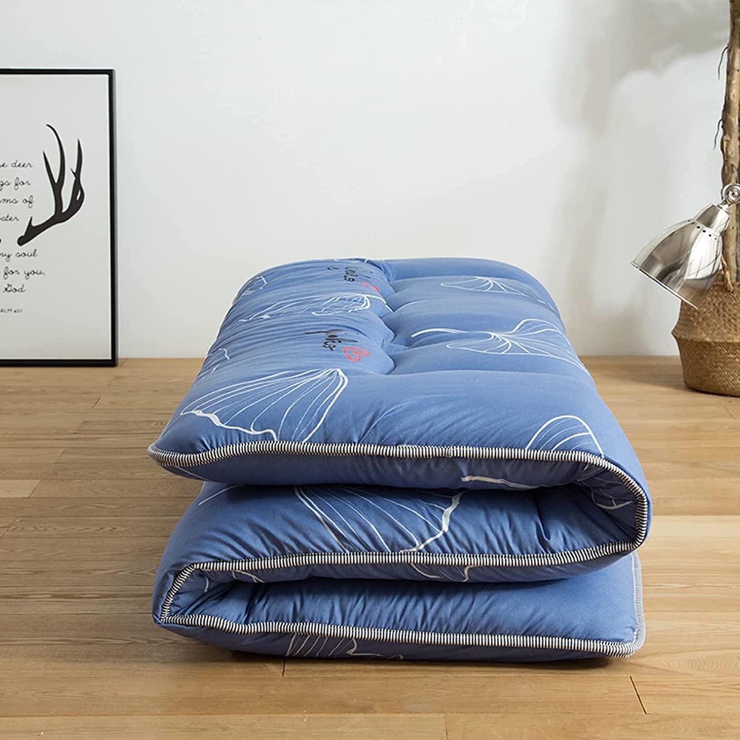 Generic Mattress Japanese Futon Mattress Extra Thick Japanese Floor Mattress Padded Japanese Folding Roll Up Mattress Sleeping Pad with Washable Cover Camping Couch Bed Cushion,Style,200x220cm