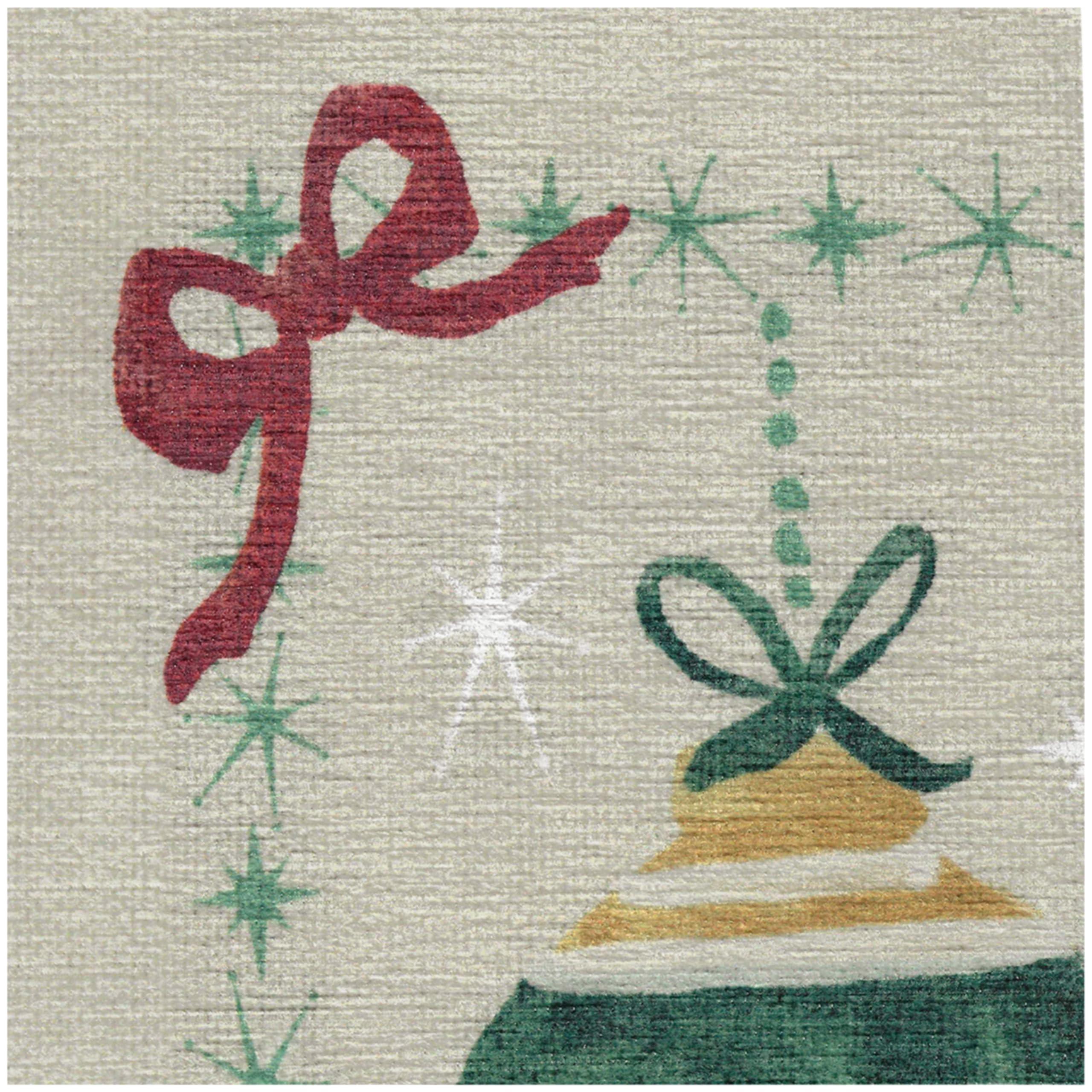 RUGGABLE RUGGABLE Washable 6 ft Round Rug, Festive Garland White, Premium Christmas Rugs for Living Room, Bedroom, Kitchen, Office, Classroom with Gripper Non Slip Pad, Festive Garland White